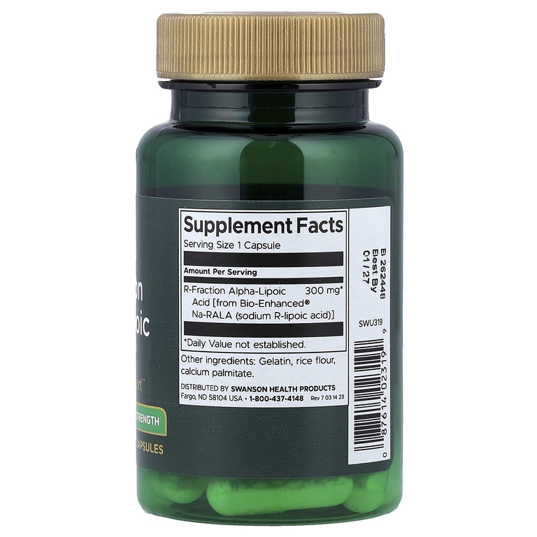 Swanson Vitamins, R-Frction, альфа-липоевая кислота, тройная сила, 300 мг, 30 капсул