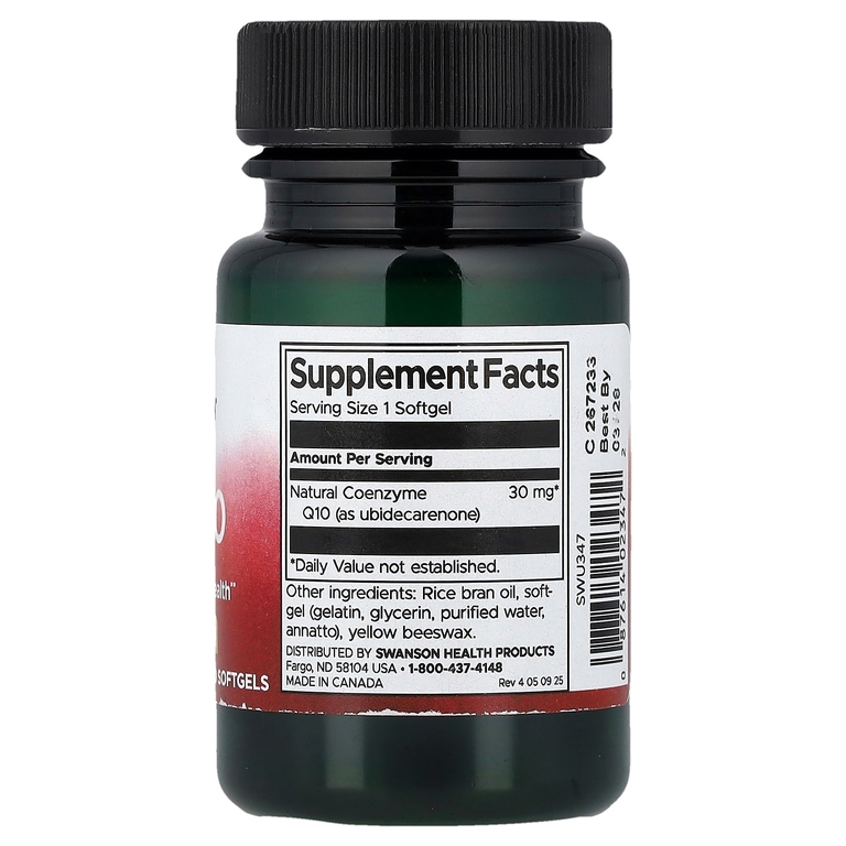 Swanson Vitamins, коэнзимQ10, 30 мг, 60 мягких таблеток