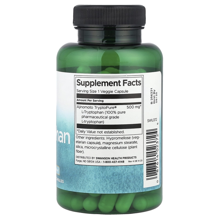 Swanson Vitamins, L-триптофан, 500 мг, 90 растительных капсул
