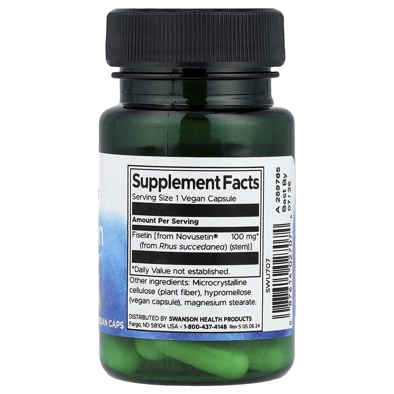 Swanson Vitamins, Fisetin Novusetin®, 100 мг, 30 веганских капсул