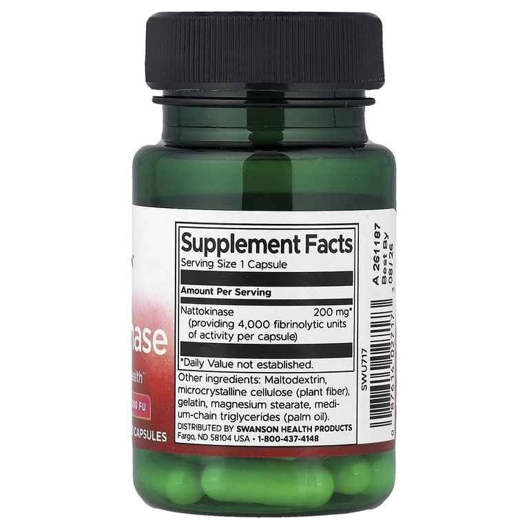 Swanson Vitamins, Наттокиназа, 200 мг, 30 капсул