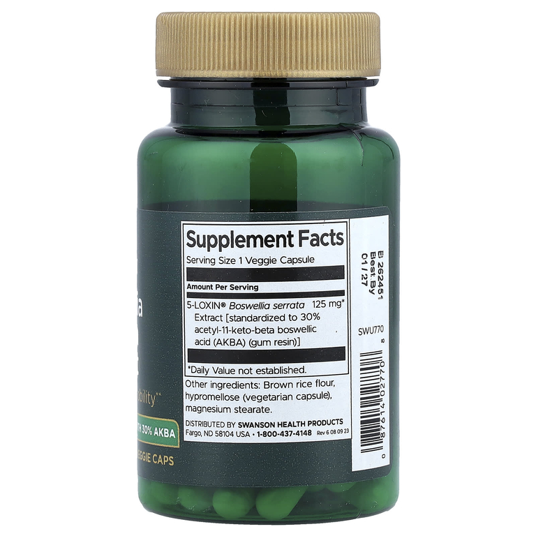 Swanson Vitamins, Экстракт босвеллии пильчатой, 125 мг, 60 растительных капсул