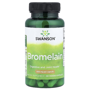 Swanson Vitamins, бромелаин, 60 растительных капсул (500 мг в 1 капсуле)