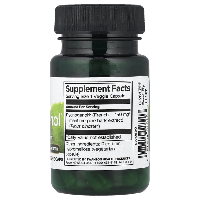 Swanson Vitamins, Пикногенол, суперсила, 150 мг, 30 растительных капсул