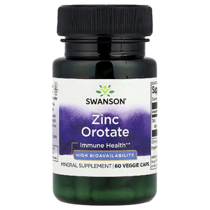 Swanson Vitamins, Оротат цинка, 60 вегетарианских капсул (10 мг в 1 капсуле)