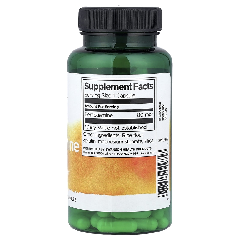 Swanson Vitamins, бенфотиамин, 80 мг, 120 капсул