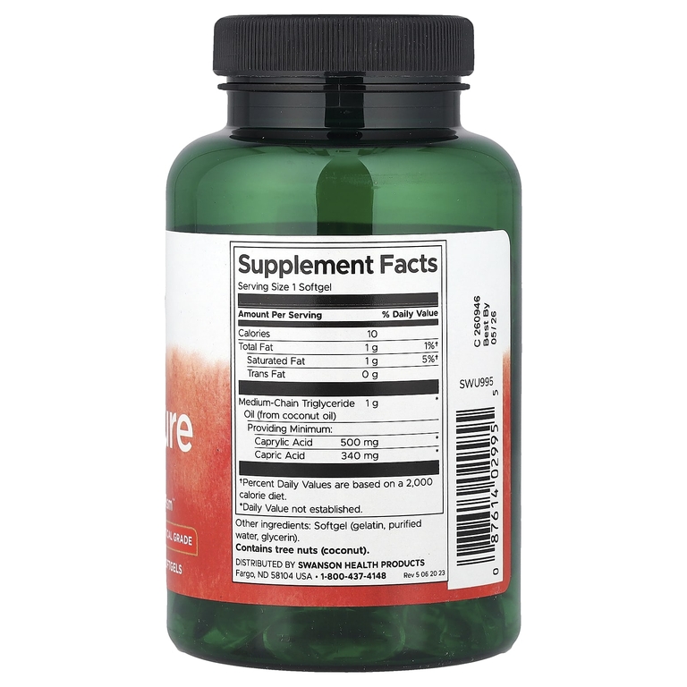 Swanson Vitamins, MCT Pure, 1000 мг, 90 мягких таблеток