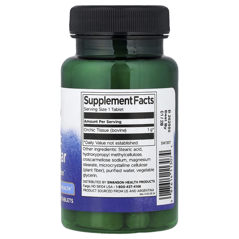 Swanson Vitamins, Orchic Glandular, для мужского здоровья, 1000 мг, 30 таблеток