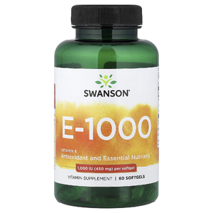 Swanson, витамин E-1000, 450 мг (1000 МЕ), 60 мягких таблеток