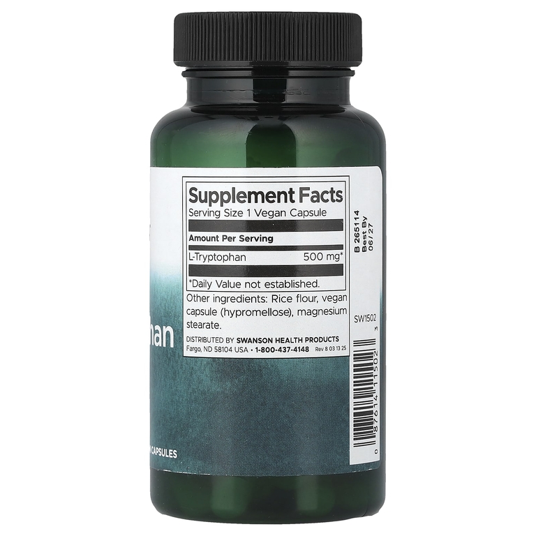 Swanson Vitamins, L-триптофан, 500 мг, 60 капсул