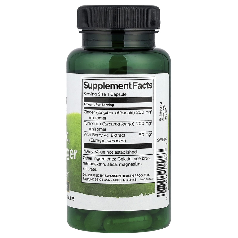 Swanson Vitamins, Куркума, асаи и имбирь, 60 капсул