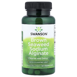 Swanson Vitamins, альгинат натрия из бурых водорослей с листьями кинзы, 60 растительных капсул