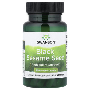 Swanson Vitamins, Семена черного кунжута, 500 мг, 60 капсул