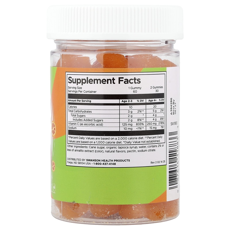 Swanson Vitamins, Витамин C для детей, апельсин, 60 жевательных таблеток