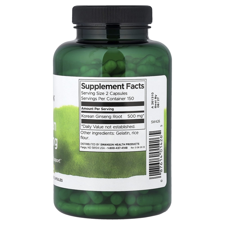 Swanson Vitamins, корейский женьшень, 300 капсул (250 мг в 1 капсуле)
