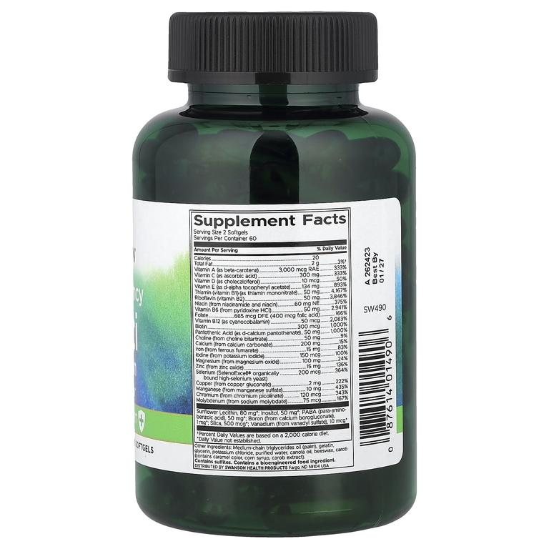 Swanson Vitamins, мультивитамины с железом, высокая эффективность, 120 капсул