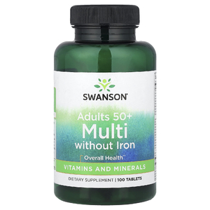 Swanson Vitamins, мультивитамины, без железа, для взрослых старше 50 лет, 100 таблеток