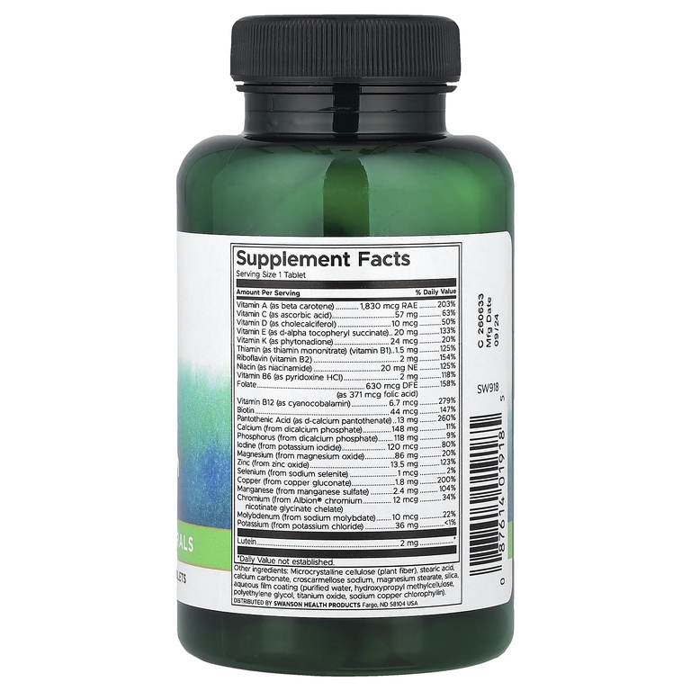 Swanson Vitamins, мультивитамины, без железа, для взрослых старше 50 лет, 100 таблеток