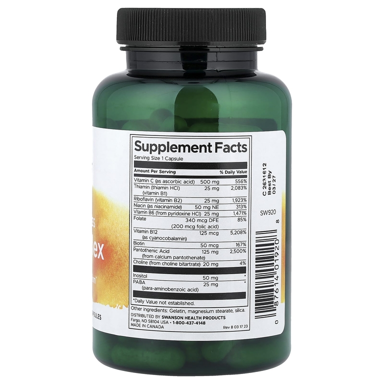 Swanson Vitamins, Super Stress, комплекс витаминов группы B с витамином C, 100 капсул