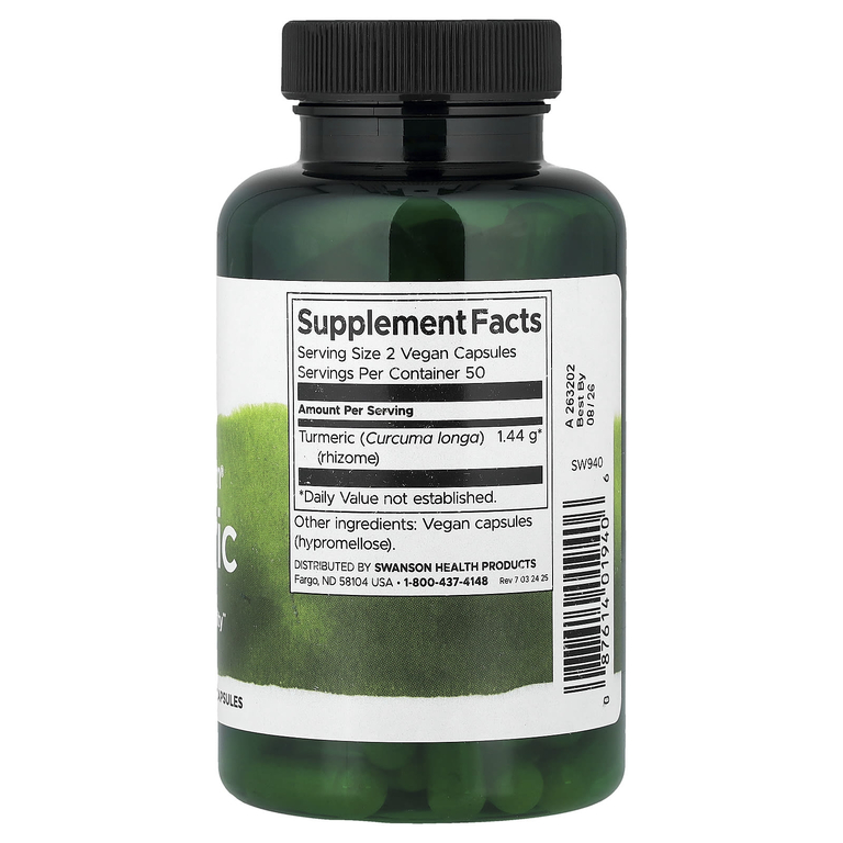 Swanson Vitamins, Full Spectrum®, куркума, 720 мг, 100 веганских капсул
