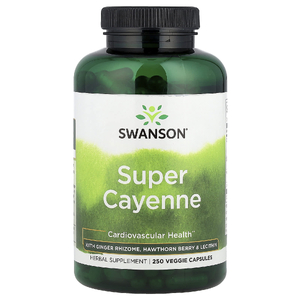 Swanson Vitamins, Кайенский перец с корневищем имбиря, ягодами боярышника и лецитином, 250 растительных капсул