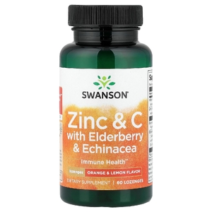 Swanson Vitamins, Цинк и витамин C с бузиной и эхинацеей, апельсином и лимоном, 60 пастилок