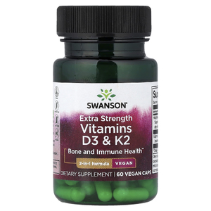 Swanson Vitamins, Витамины D3 и K2, 60 растительных капсул