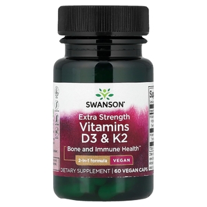 Swanson Vitamins, витамины D3 и K2, 60 веганских капсул
