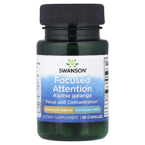 Swanson Vitamins, Focused Attention Alpinia Galanga, без кофеина, 300 мг, 30 капсул
