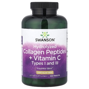 Swanson Vitamins, Гидролизованные пептиды коллагена с витамином C, 250 таблеток