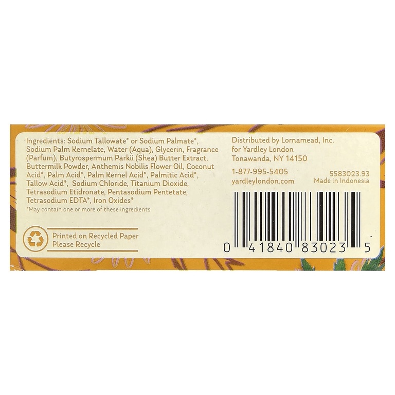 Yardley London, питательное мыло для ванны, пахта и масло ши, 113 г (4 унции) (Товар снят с продажи) 