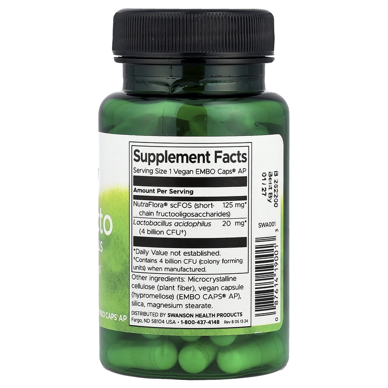 Swanson Vitamins, ProLacto Acidophilus, 4 млрд КОЕ, 60 веганских капсул EMBO Caps® AP (Товар снят с продажи) 