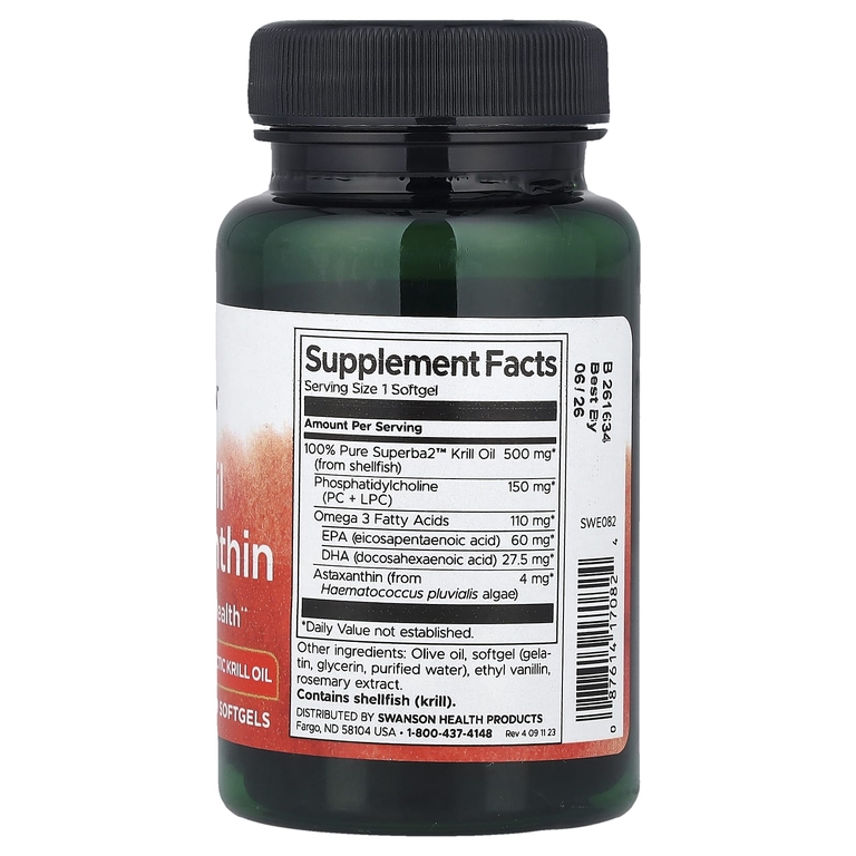 Swanson Vitamins, масло криля и астаксантин, 30 капсул
