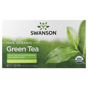 Swanson, 100% органический зеленый чай, 20 чайных пакетиков, 40 г (1,4 унции)