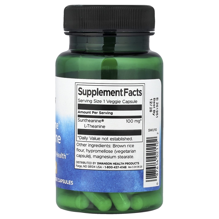 Swanson Vitamins, L-теанин Suntheanine®, 100 мг, 60 растительных капсул