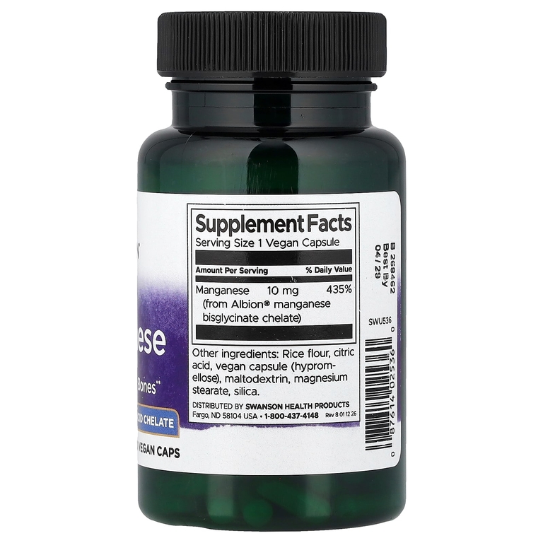 Swanson Vitamins, Albion®  марганец, 10 мг, 180 веганских капсул