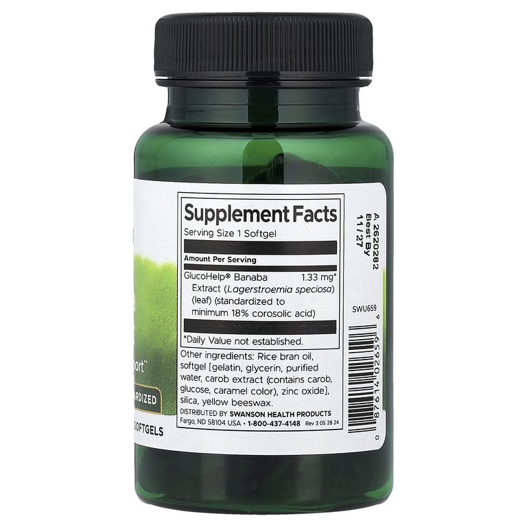 Swanson Vitamins, GlucoHelp®, экстракт банабы, стандартизованный, 1,33 мг, 60 капсул