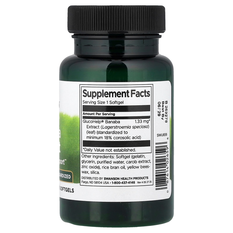 Swanson Vitamins, GlucoHelp®, экстракт банабы, стандартизованный, 1,33 мг, 60 капсул