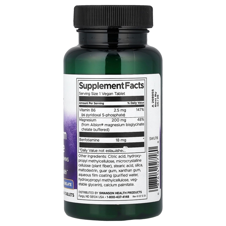Swanson Vitamins, Albion®, глицинат магния с активированными витаминами группы B, 60 таблеток