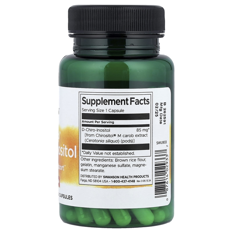 Swanson Vitamins, Chirositol®, D-хироинозитол, 85 мг, 60 капсул