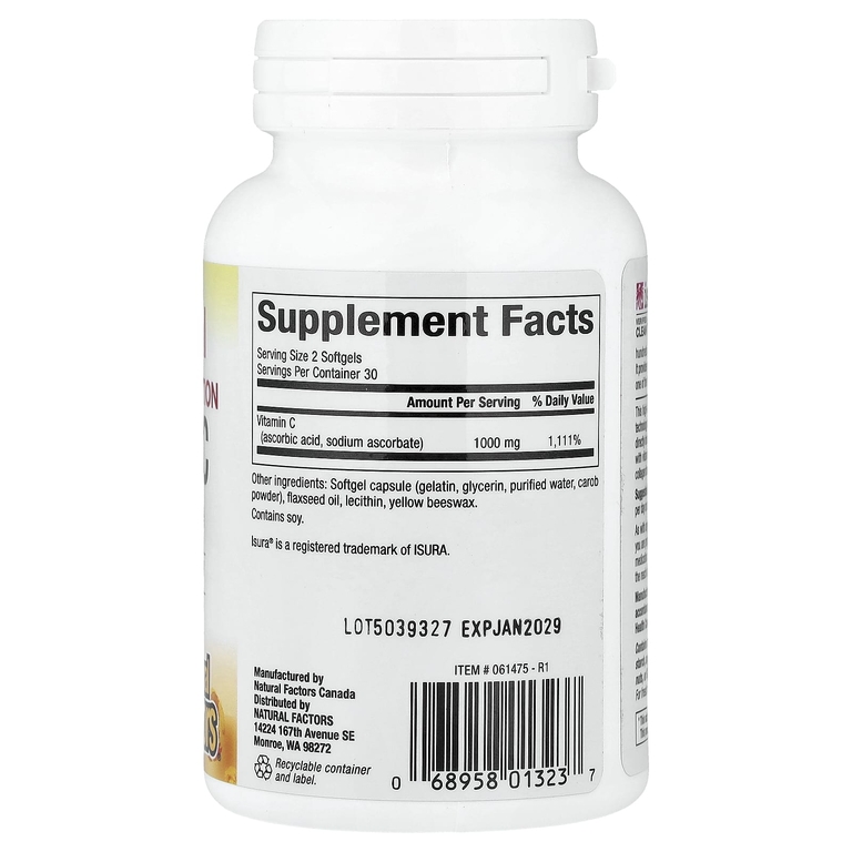 Natural Factors, липосомальный витамин C, 60 капсул (500 мг в 1 капсуле)
