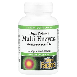 Natural Factors, мультиэнзим, высокая эффективность, 60 вегетарианских капсул
