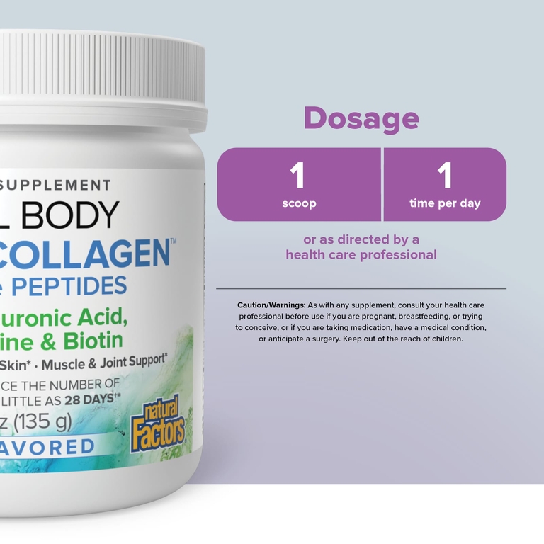 Natural Factors, Total Body Marine Collagen™, биоактивные пептиды, без добавок, 135 г (4,8 унции)