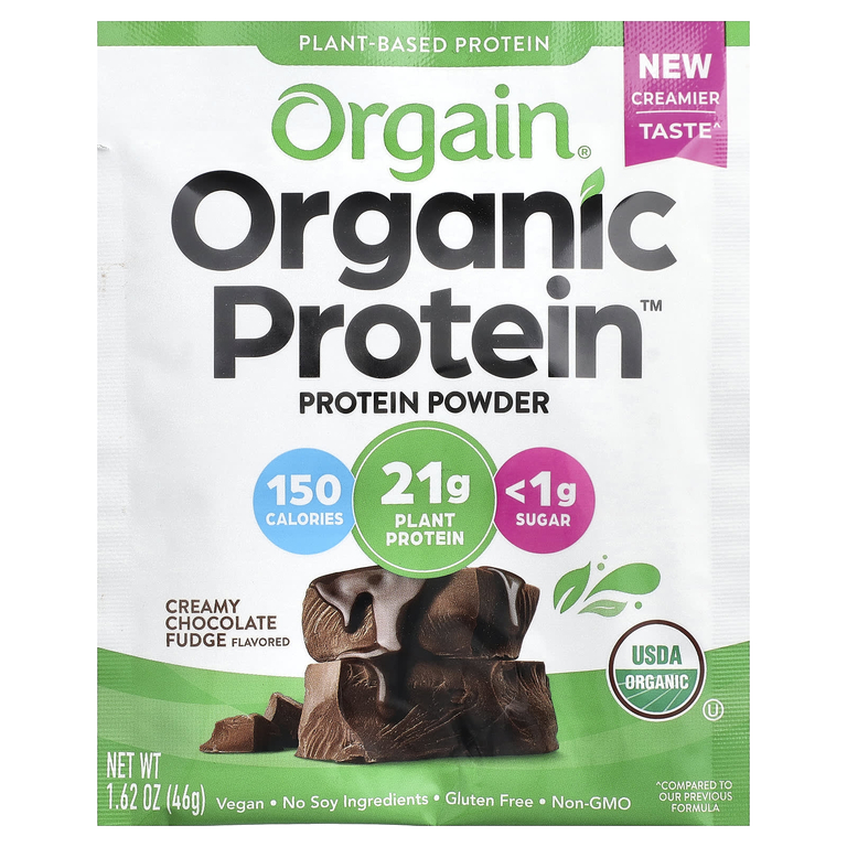Orgain, Organic Protein™, порошок из растительных ингредиентов, шоколадная помадка, 10 пакетиков по 46 г (1,62 унции)