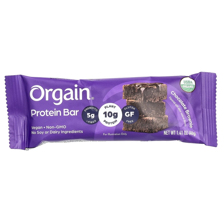 Orgain, Протеиновый батончик, шоколадный брауни, 12 батончиков, 40 г (1,41 унции) каждый