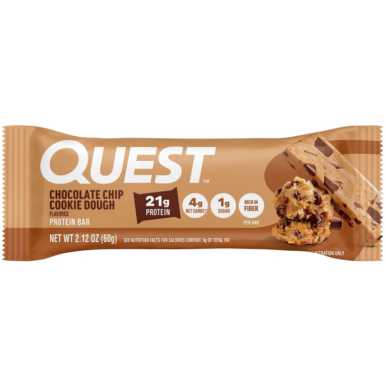 Quest Nutrition, Протеиновый батончик, тесто с шоколадной крошкой, 4 батончика, 60 г (2,12 унции)