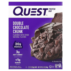 Quest Nutrition, Протеиновый батончик, двойные кусочки шоколада, 4 батончика, 60 г (2,12 унции)