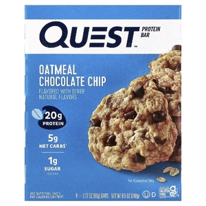 Quest Nutrition, Протеиновый батончик, овсянка и шоколадная крошка, 4 батончика по 60 г (2,12 унции)