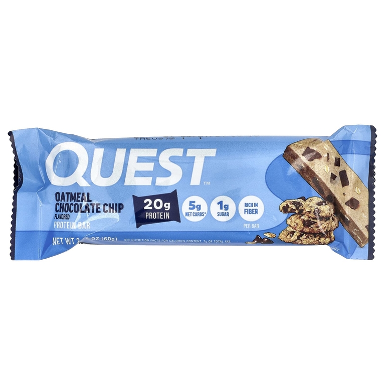Quest Nutrition, Протеиновый батончик, шоколадные кусочки из овсяных хлопьев, 4 батончики, 2,12 унции (60 г)