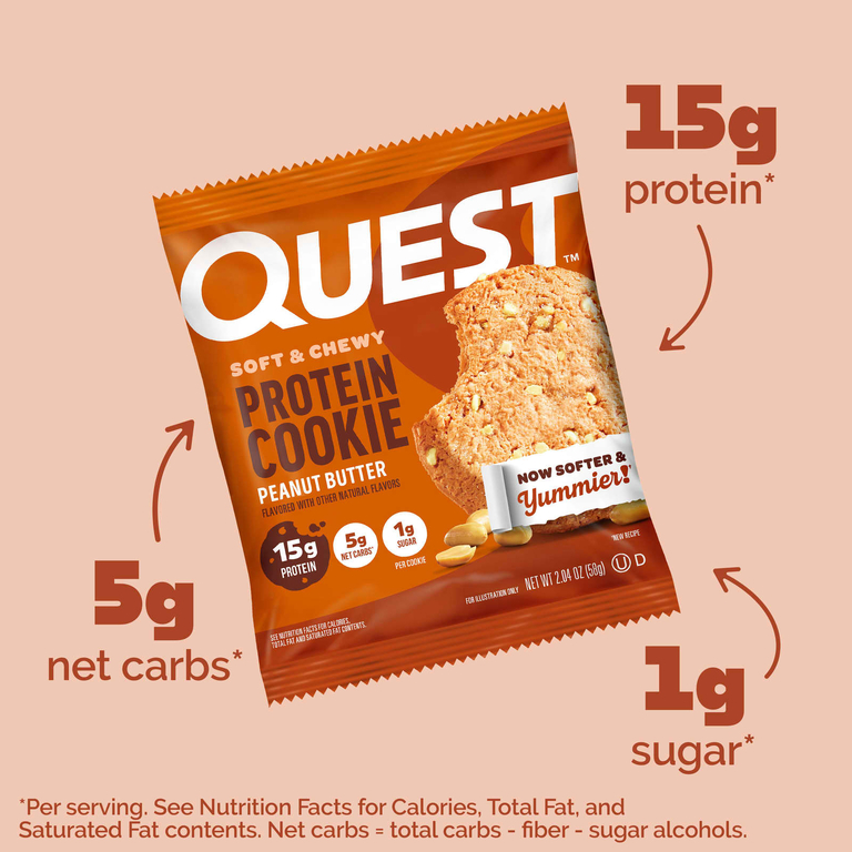 Quest Nutrition, Protein Cookie, арахисовая паста, 4 пакетика по 58 г (2,04 унции)